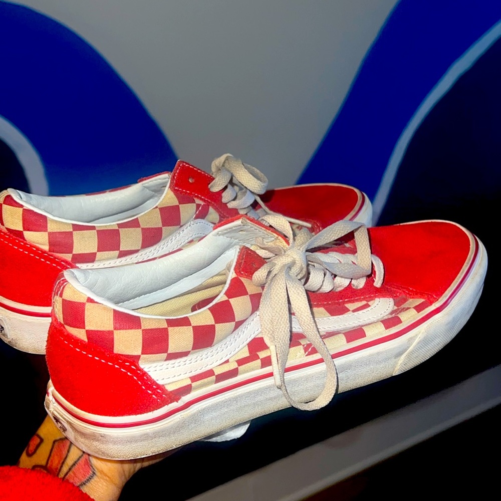 Red checkered Vans